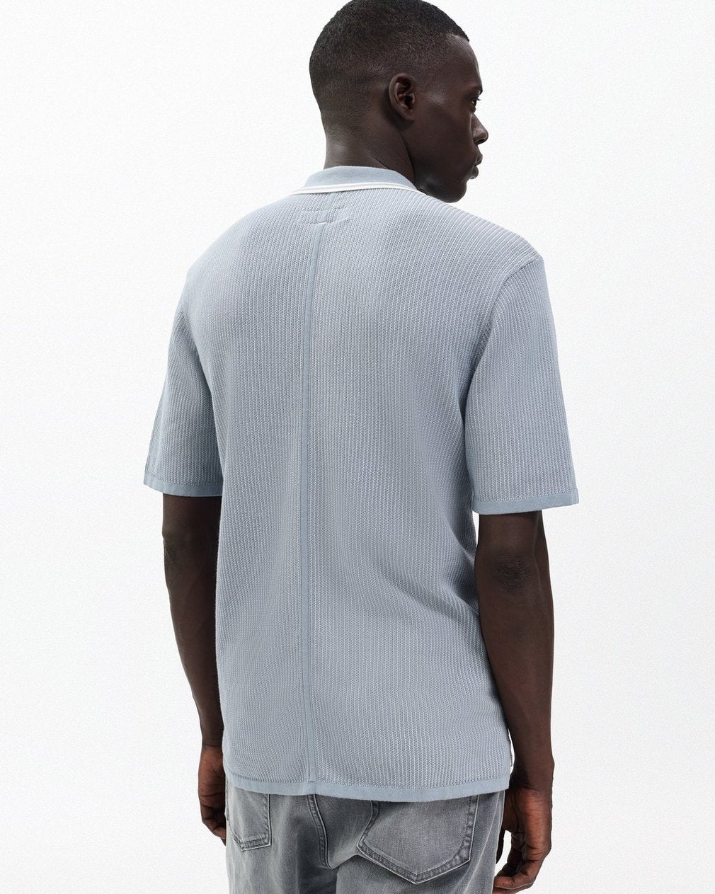 Harvey Tipped Knit Polo - Light Blue