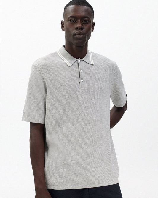 Harvey Tipped Knit Polo - Heather Grey