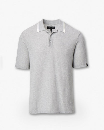 Harvey Tipped Knit Polo - Heather Grey