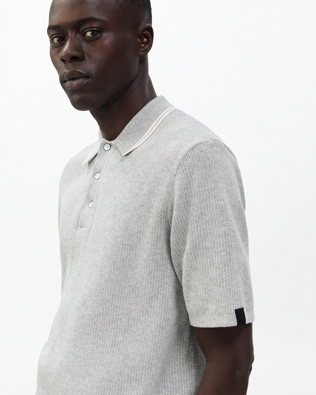 Harvey Tipped Knit Polo - Heather Grey