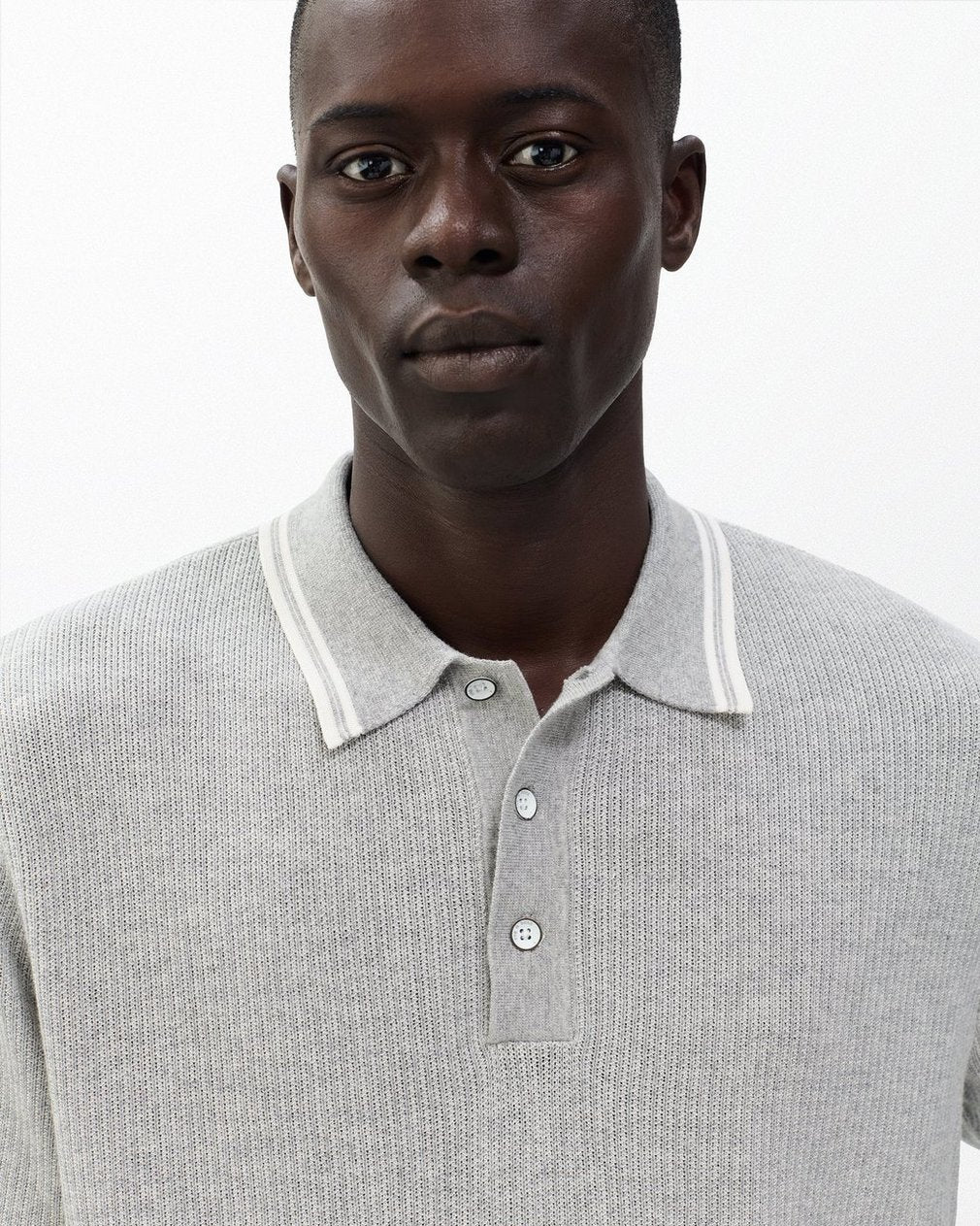 Harvey Tipped Knit Polo - Heather Grey