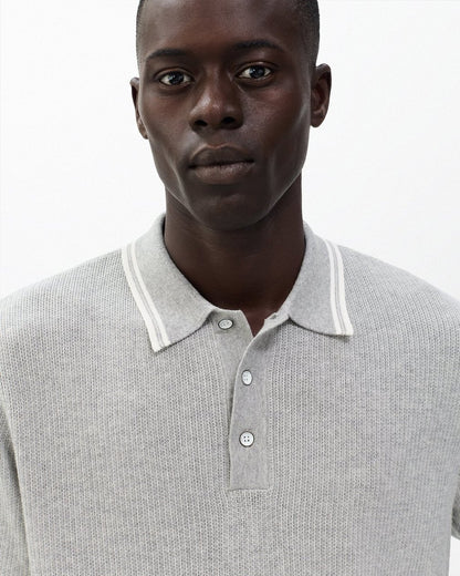 Harvey Tipped Knit Polo - Heather Grey