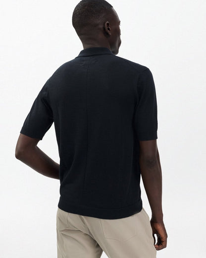 Downing Lightweight Cashmere Polo - Black