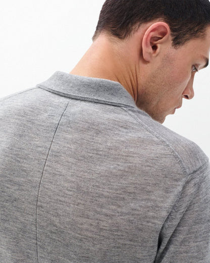 Downing Lightweight Cashmere Polo - Heather Grey