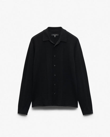 Crawford Wool-Cashmere Knit Shirt - Black