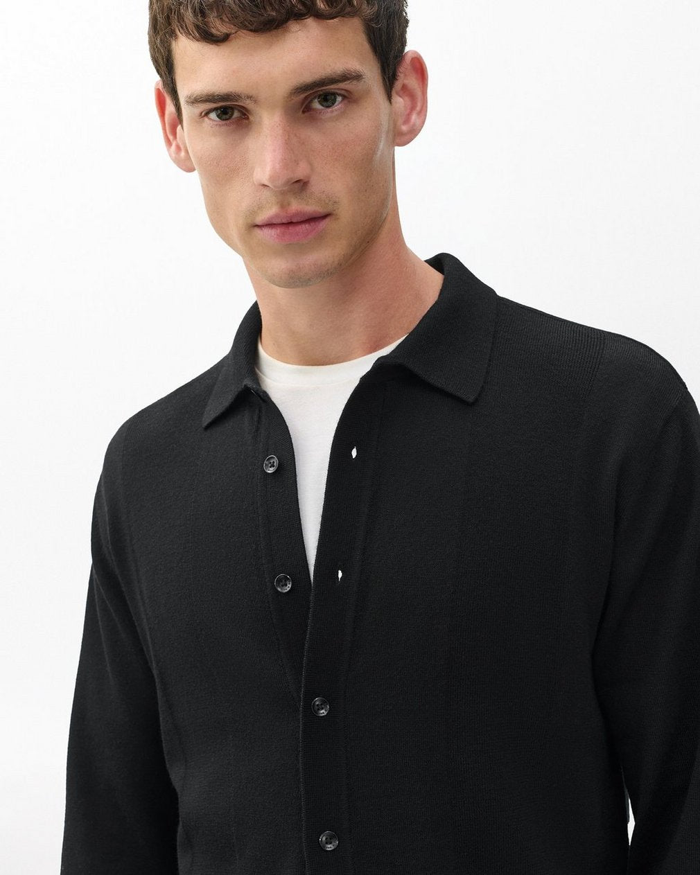 Crawford Wool-Cashmere Knit Shirt - Black