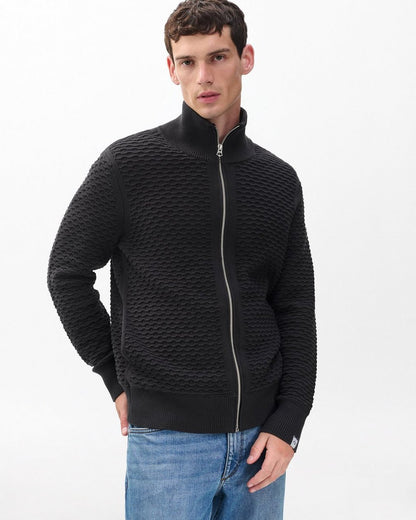 Andrew Cotton Full-Zip Sweater - Dark Grey
