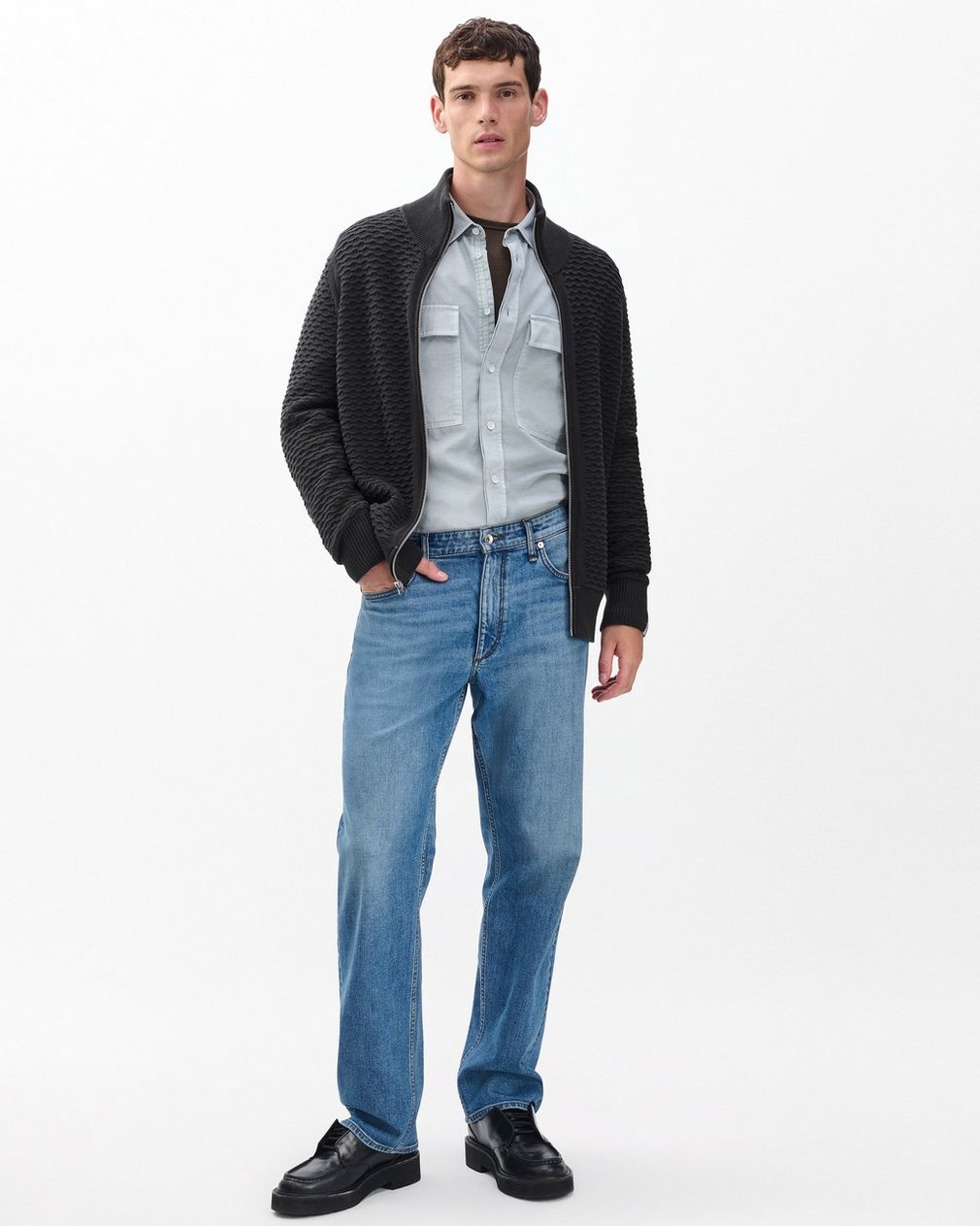 Andrew Cotton Full-Zip Sweater - Dark Grey