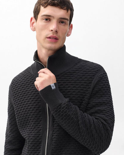 Andrew Cotton Full-Zip Sweater - Dark Grey