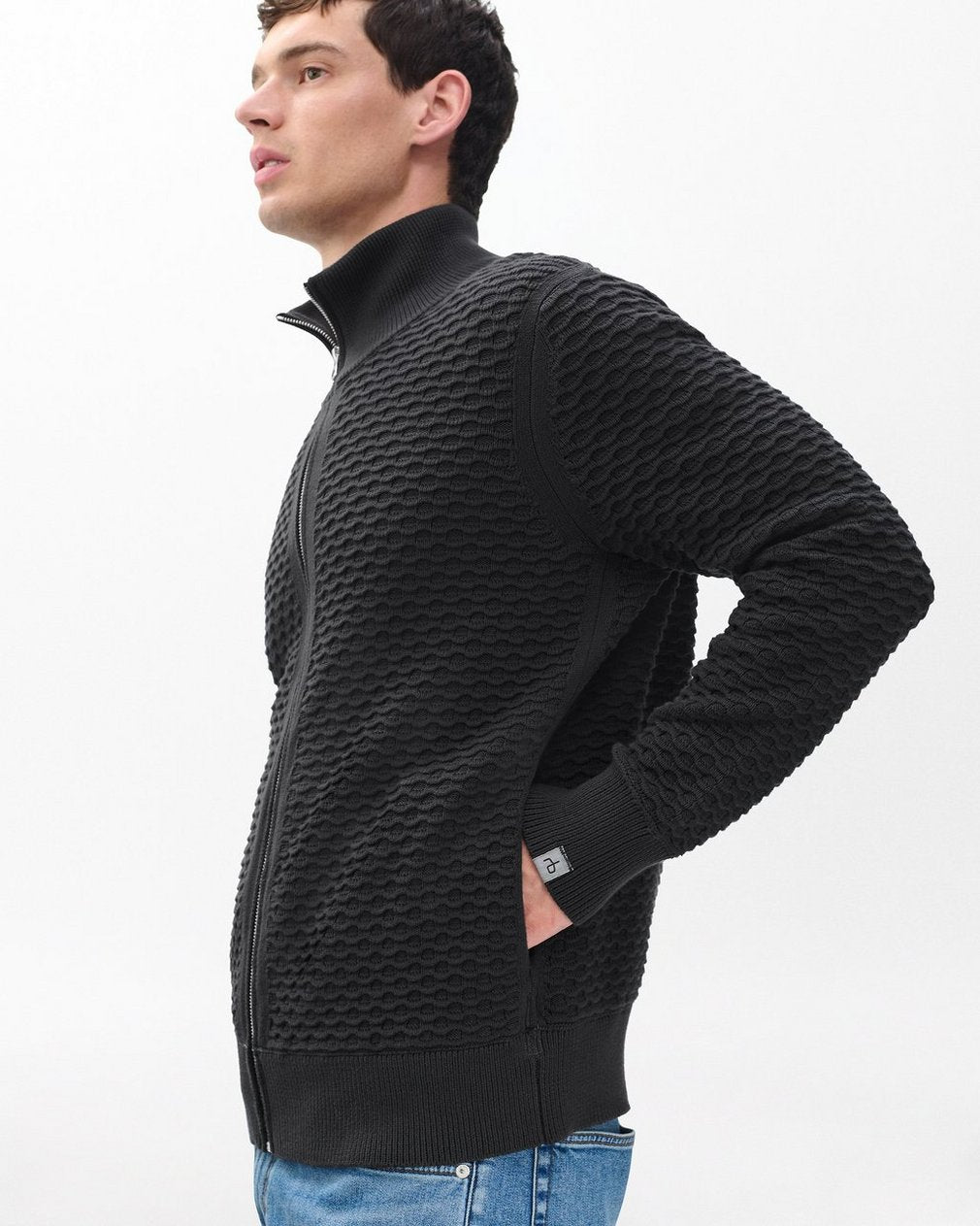 Andrew Cotton Full-Zip Sweater - Dark Grey