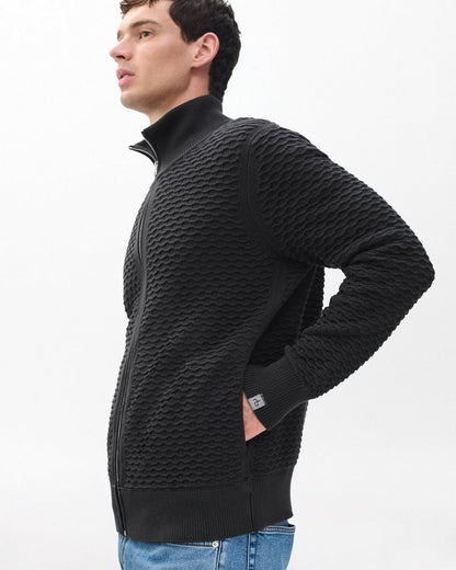 Andrew Cotton Full-Zip Sweater - Dark Grey