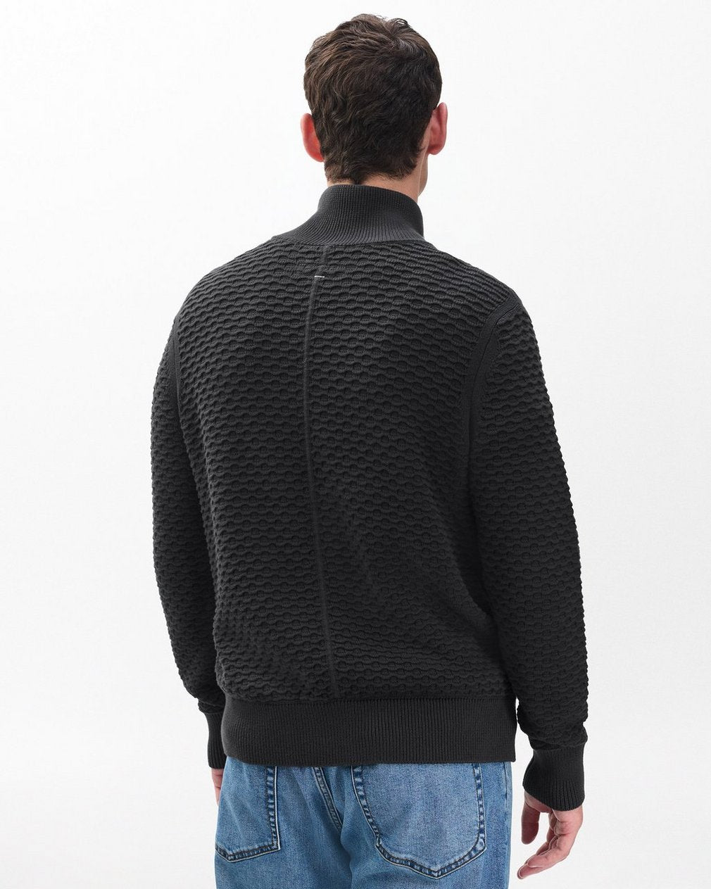 Andrew Cotton Full-Zip Sweater - Dark Grey