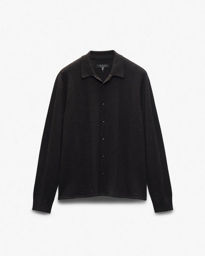 Crawford Wool-Cashmere Knit Shirt - Dark Brown
