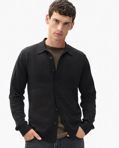 Crawford Wool-Cashmere Knit Shirt - Dark Brown