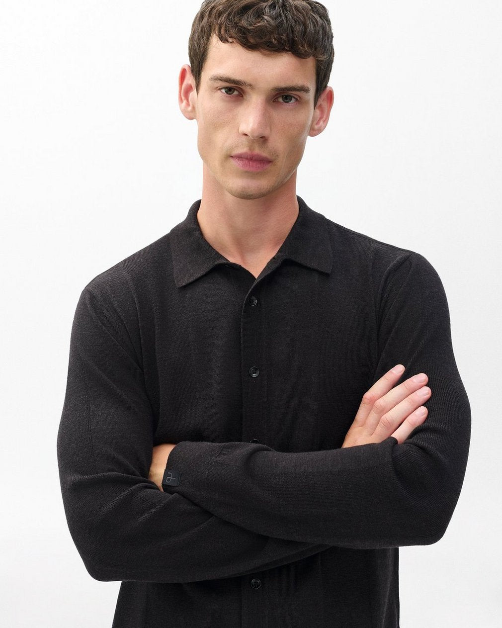 Crawford Wool-Cashmere Knit Shirt - Dark Brown