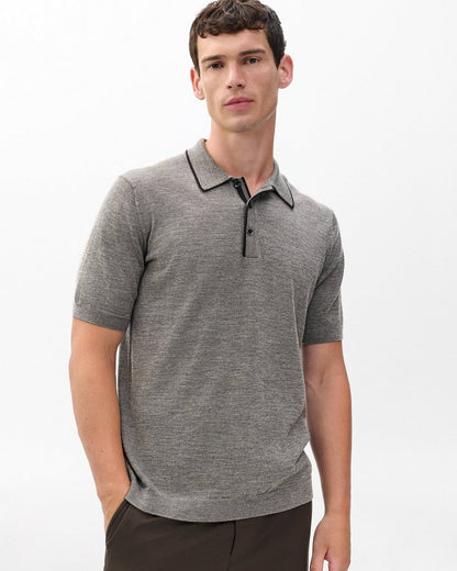 Crawford Wool-Cashmere Knit Polo - Brown