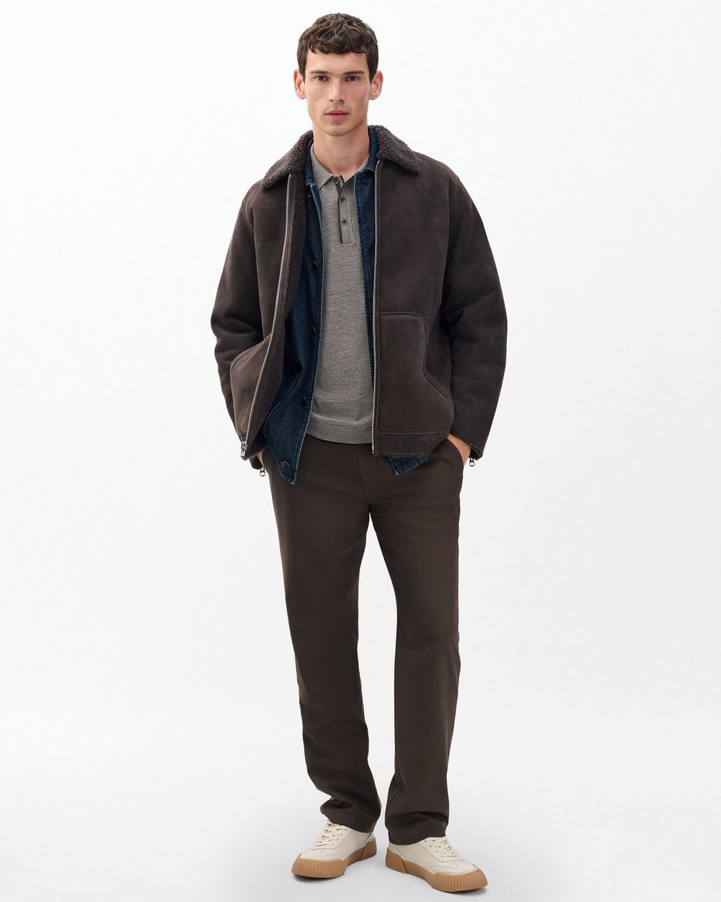 Crawford Wool-Cashmere Knit Polo - Brown