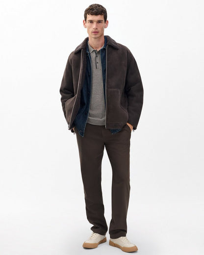 Crawford Wool-Cashmere Knit Polo - Brown