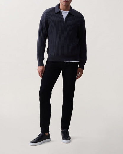 Curtis Ribbed Quarter-Zip Sweater - Dark Grey