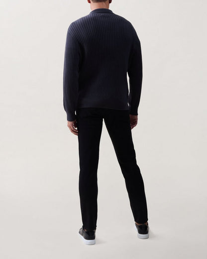 Curtis Ribbed Quarter-Zip Sweater - Dark Grey