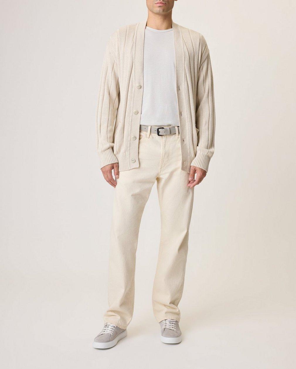 Josef Ribbed Cardigan - Taupe