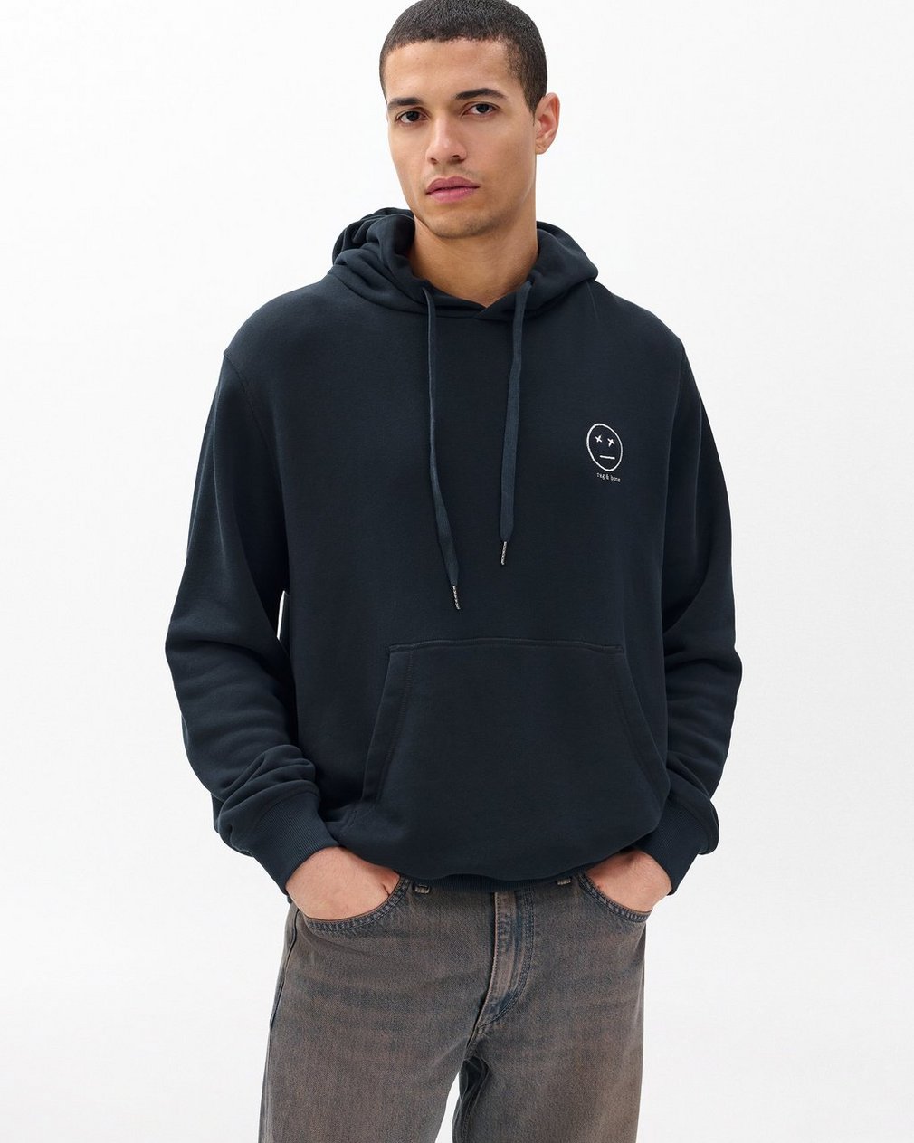 Sour Face Embroidered Hoodie - Black