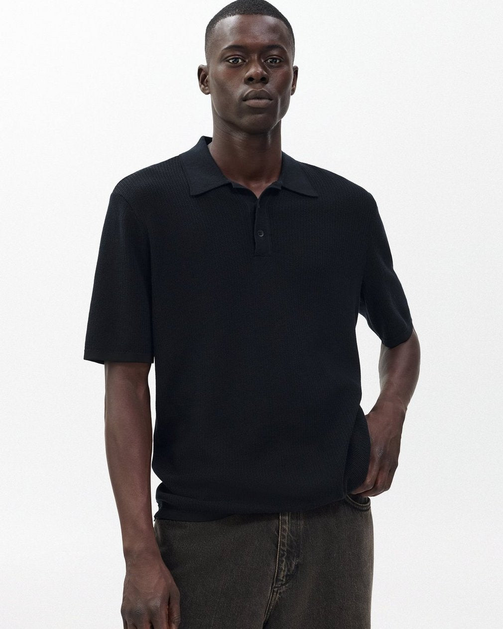 Harvey Knit Polo Shirt - Black