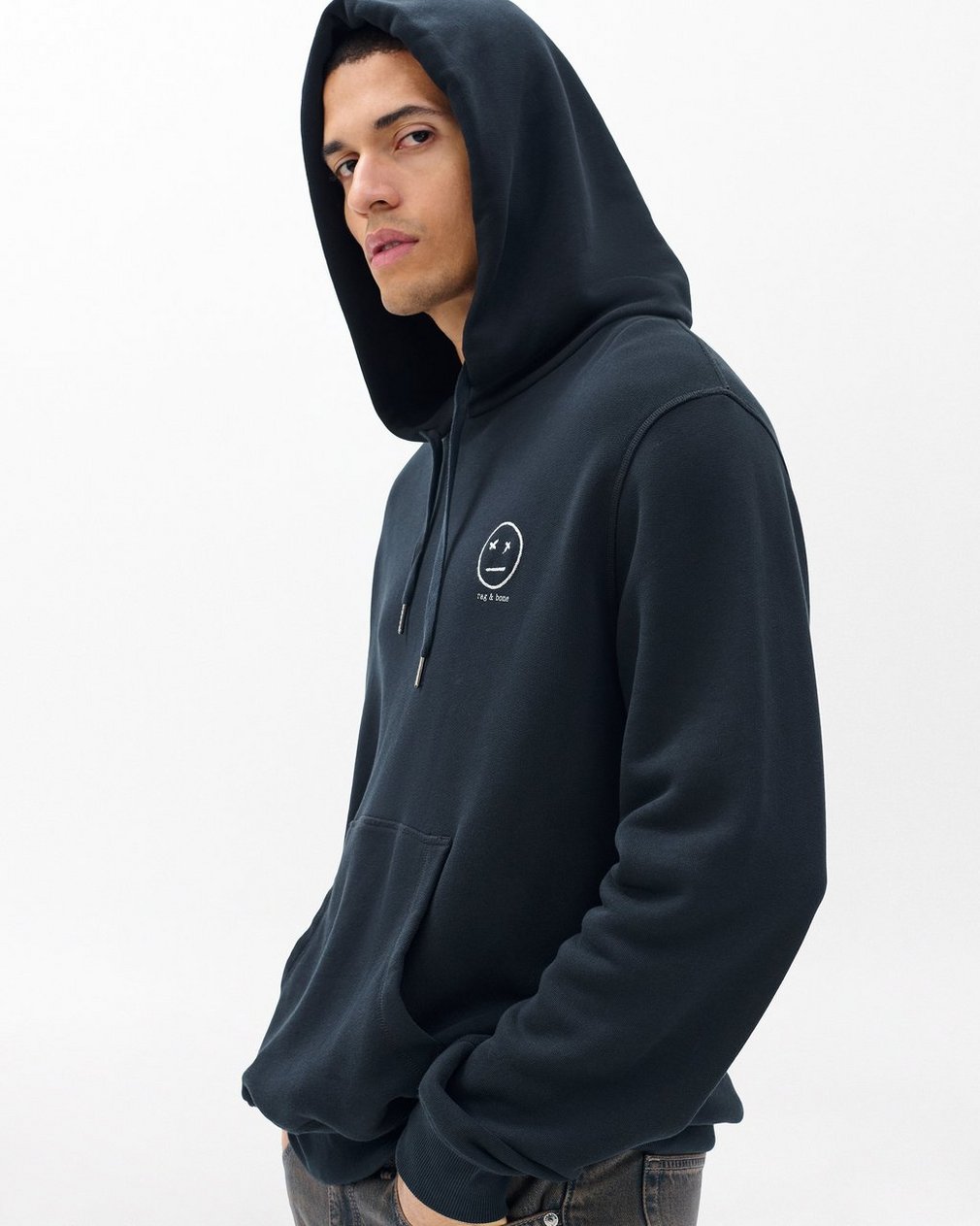 Sour Face Embroidered Hoodie - Black
