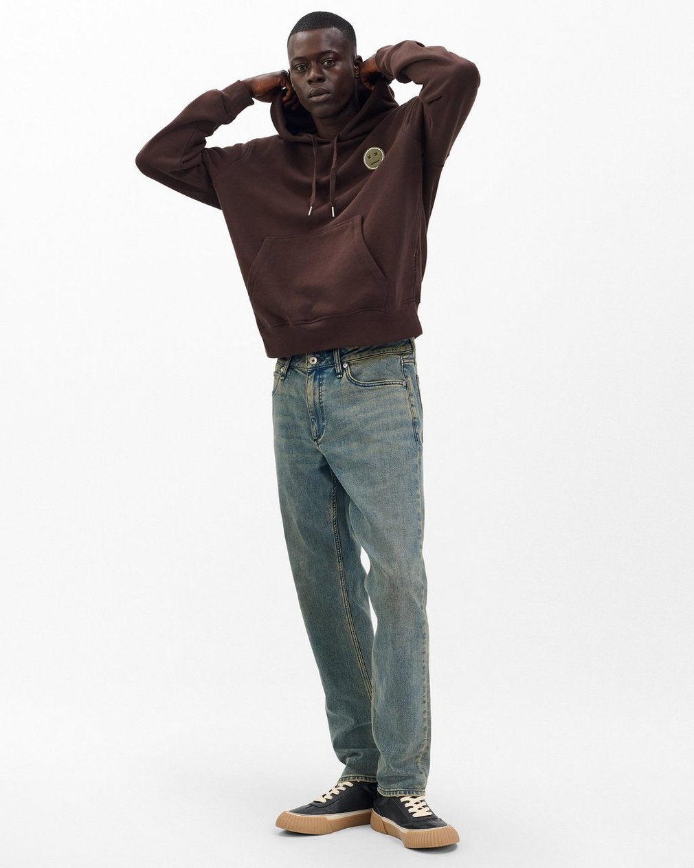 Sour Face Embroidered Hoodie - Brown Multi