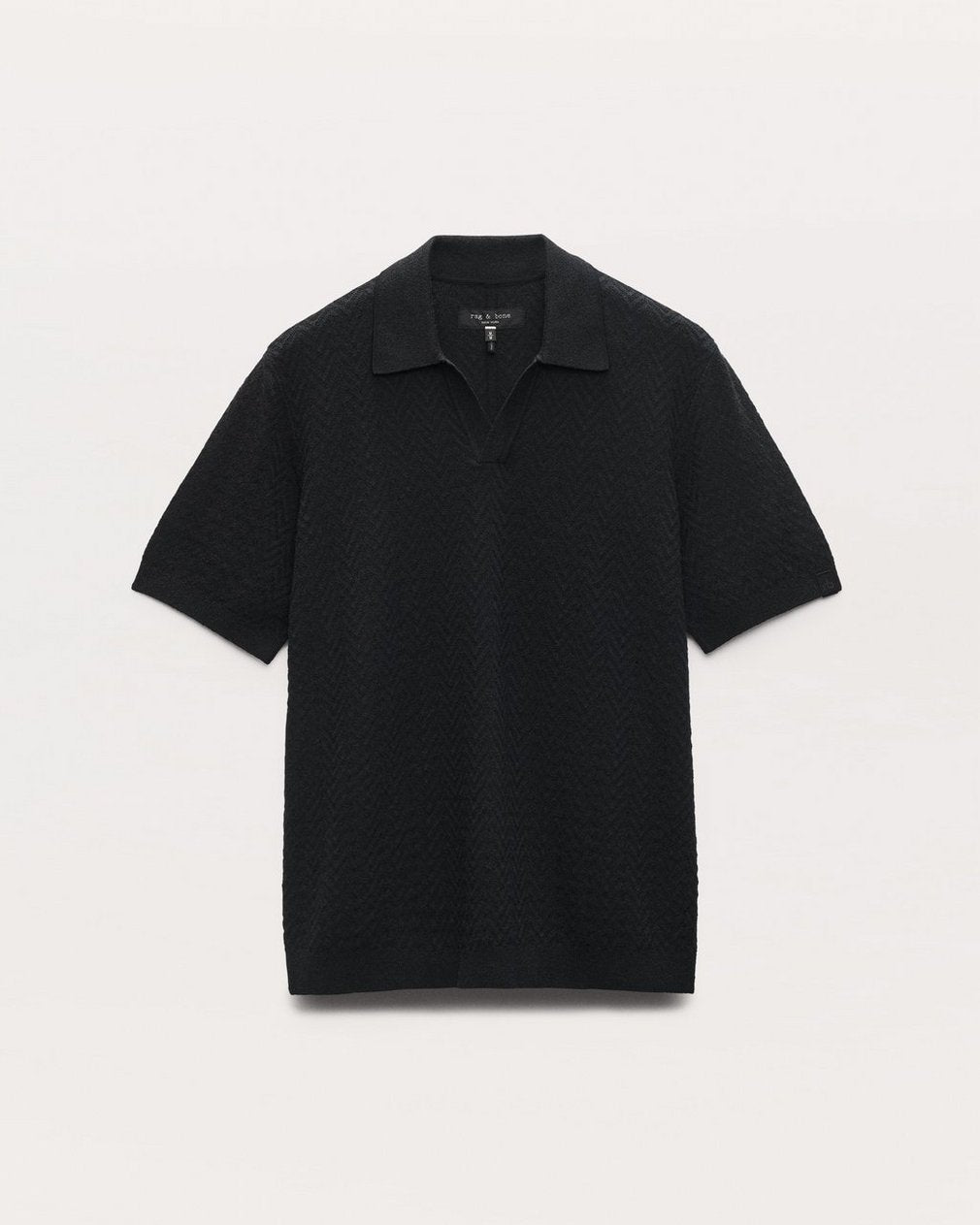 Zuma Herringbone Knit Polo Shirt - Black
