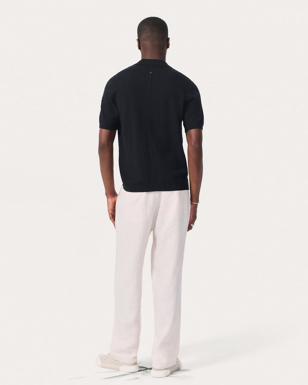 Zuma Herringbone Knit Polo Shirt - Black