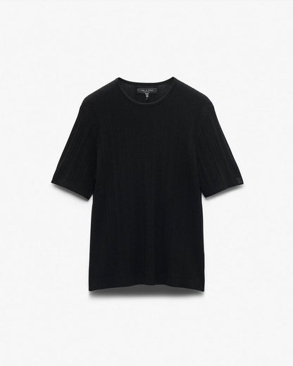 Crawford Wool-Cashmere Sweater Tee - Black