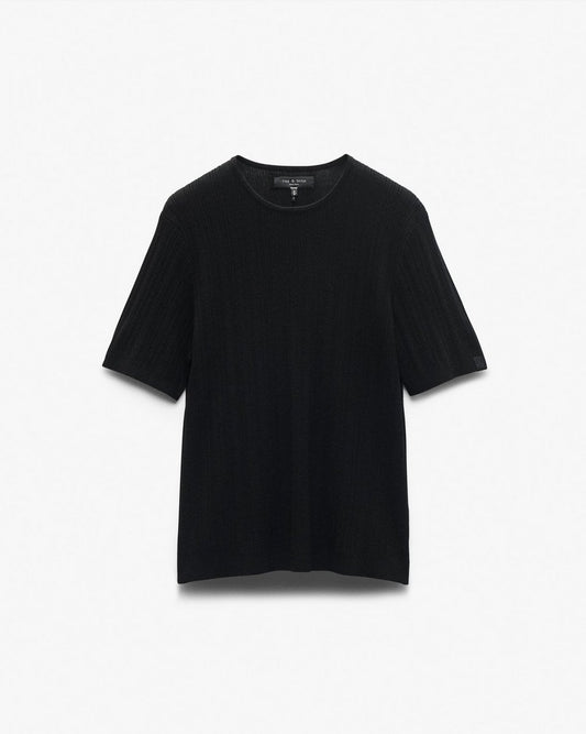 Crawford Wool-Cashmere Sweater Tee - Black