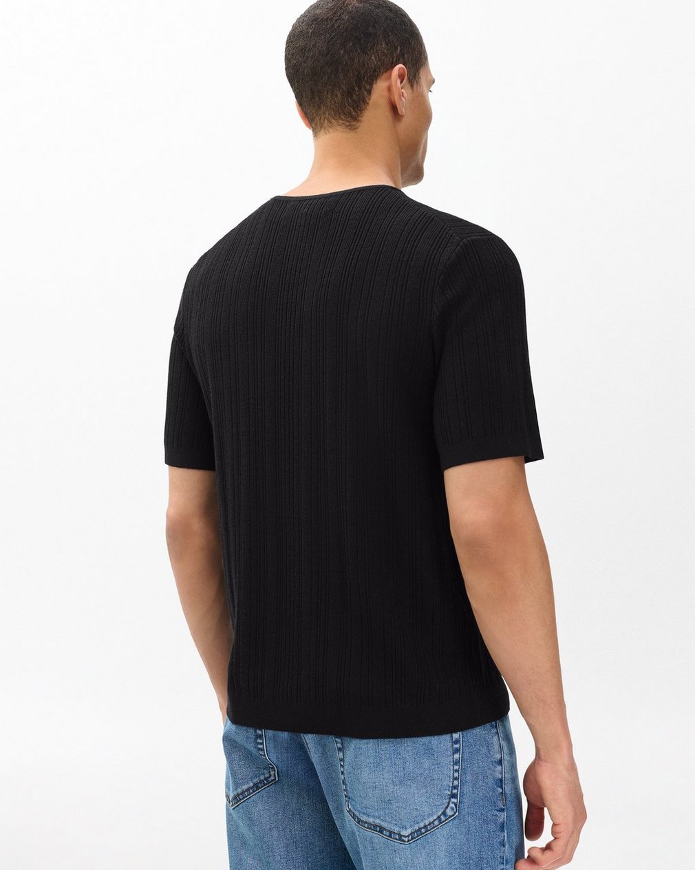 Crawford Wool-Cashmere Sweater Tee - Black