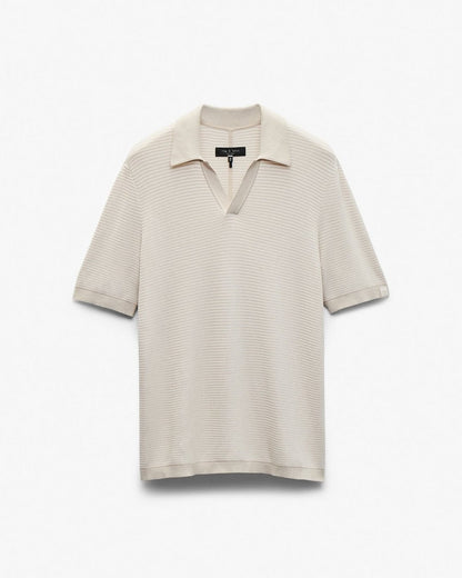 Harvey Knit Johnny Collar Polo - Desert Sand