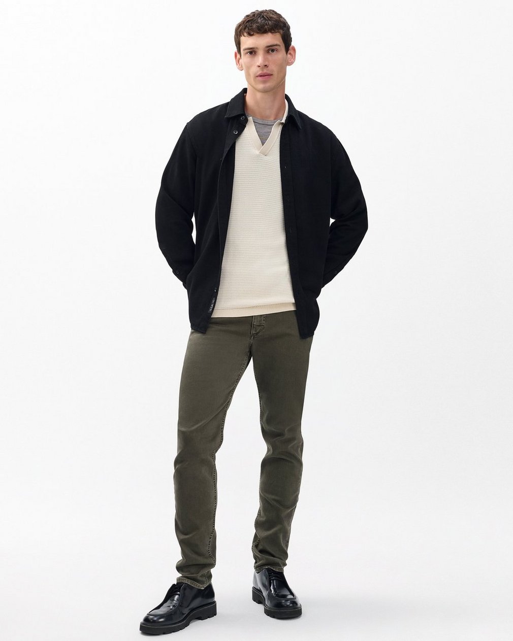 Harvey Knit Johnny Collar Polo - Desert Sand