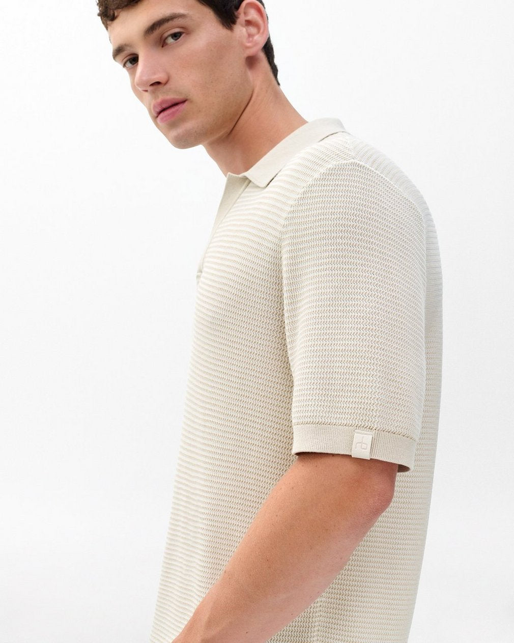 Harvey Knit Johnny Collar Polo - Desert Sand