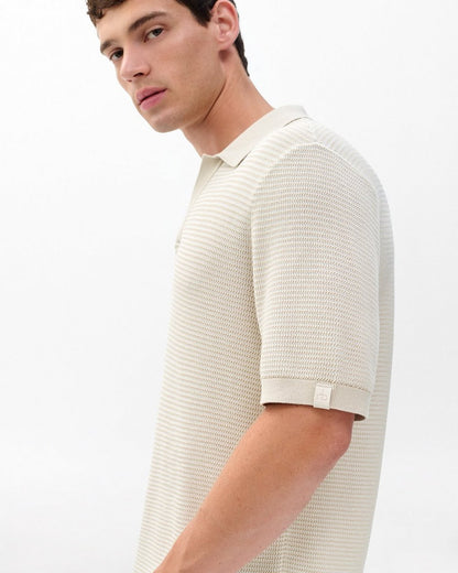 Harvey Knit Johnny Collar Polo - Desert Sand