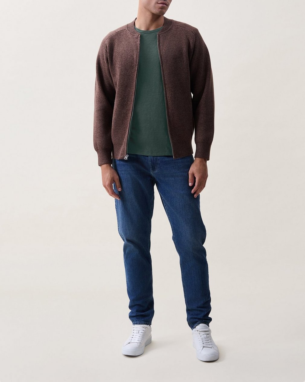 Shawn Marled Zip-Up Sweater - Espresso Marl
