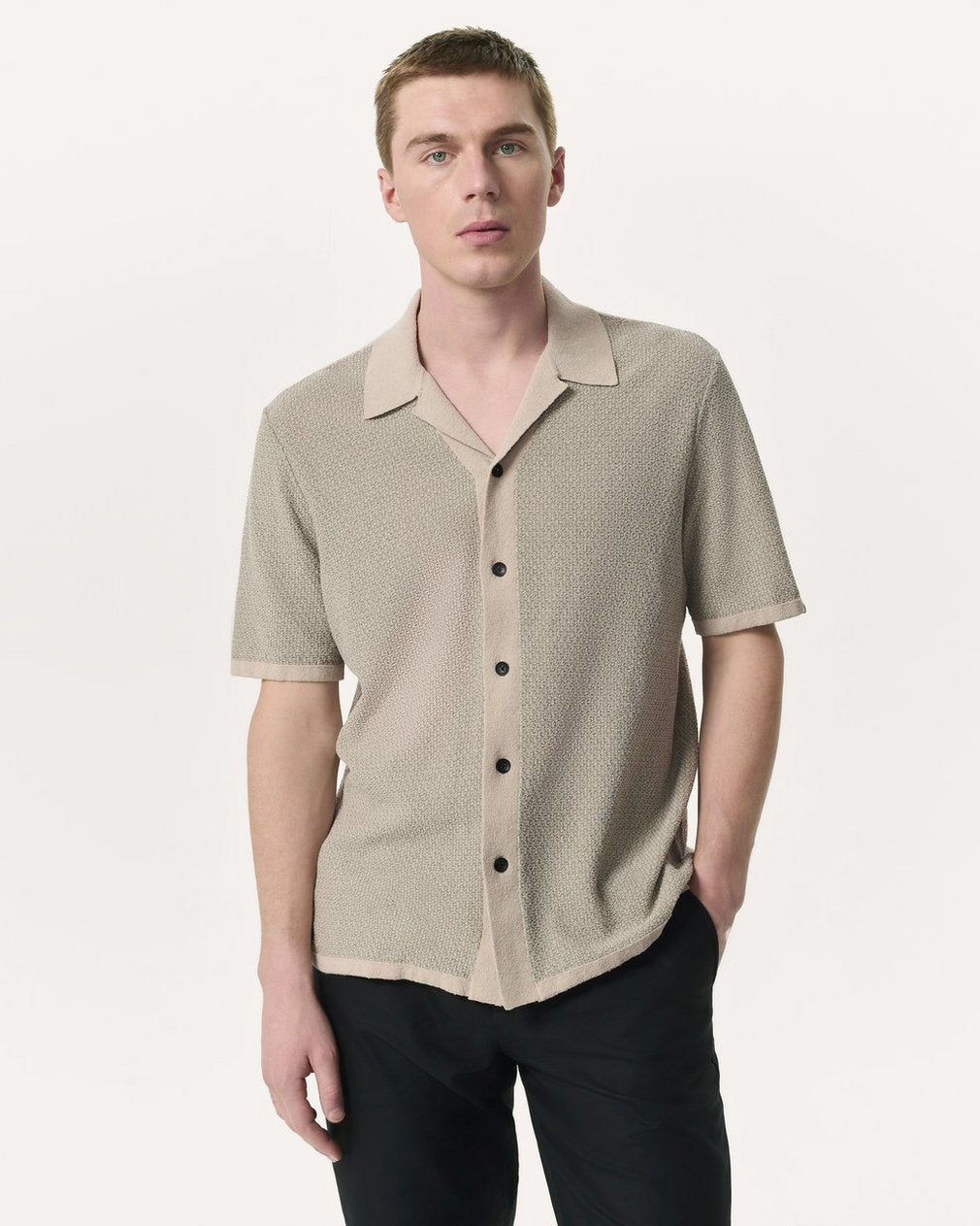 Avery Zig-Zag Zuma Knit Shirt - Light Tan