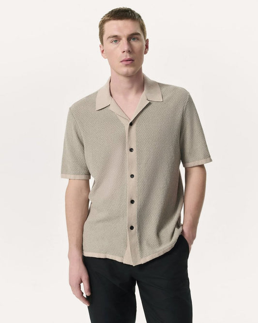 Avery Zig-Zag Zuma Knit Shirt - Light Tan