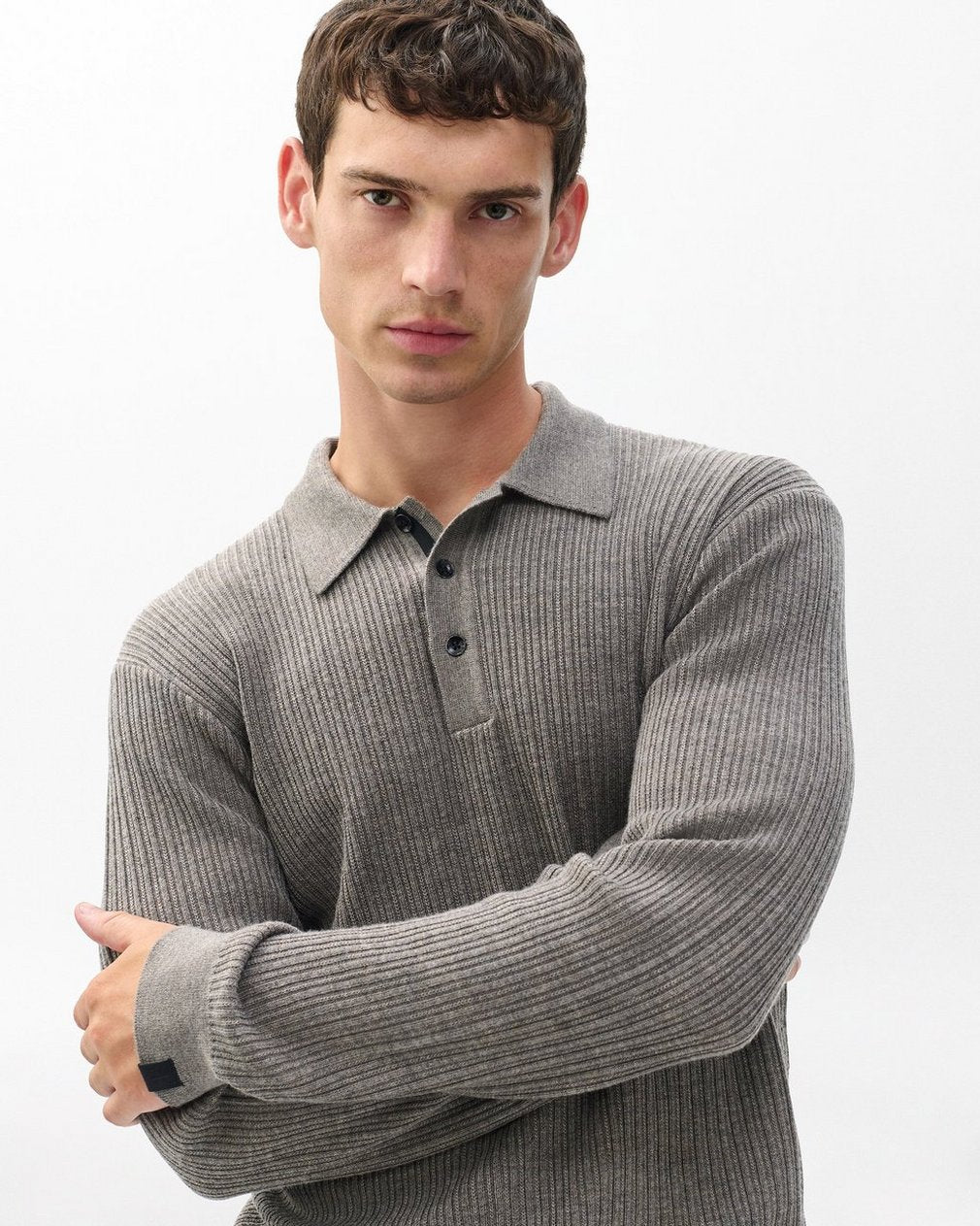Crawford Wool-Cashmere Polo Sweater - Brown