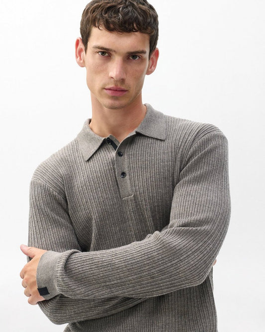 Crawford Wool-Cashmere Polo Sweater - Brown