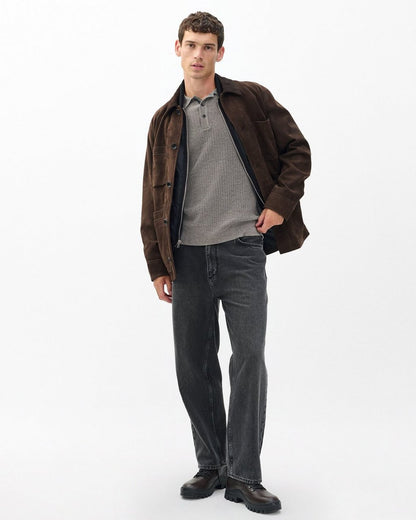 Crawford Wool-Cashmere Polo Sweater - Brown