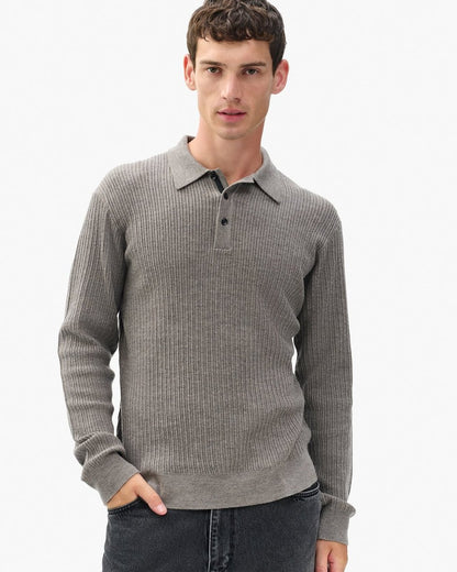 Crawford Wool-Cashmere Polo Sweater - Brown