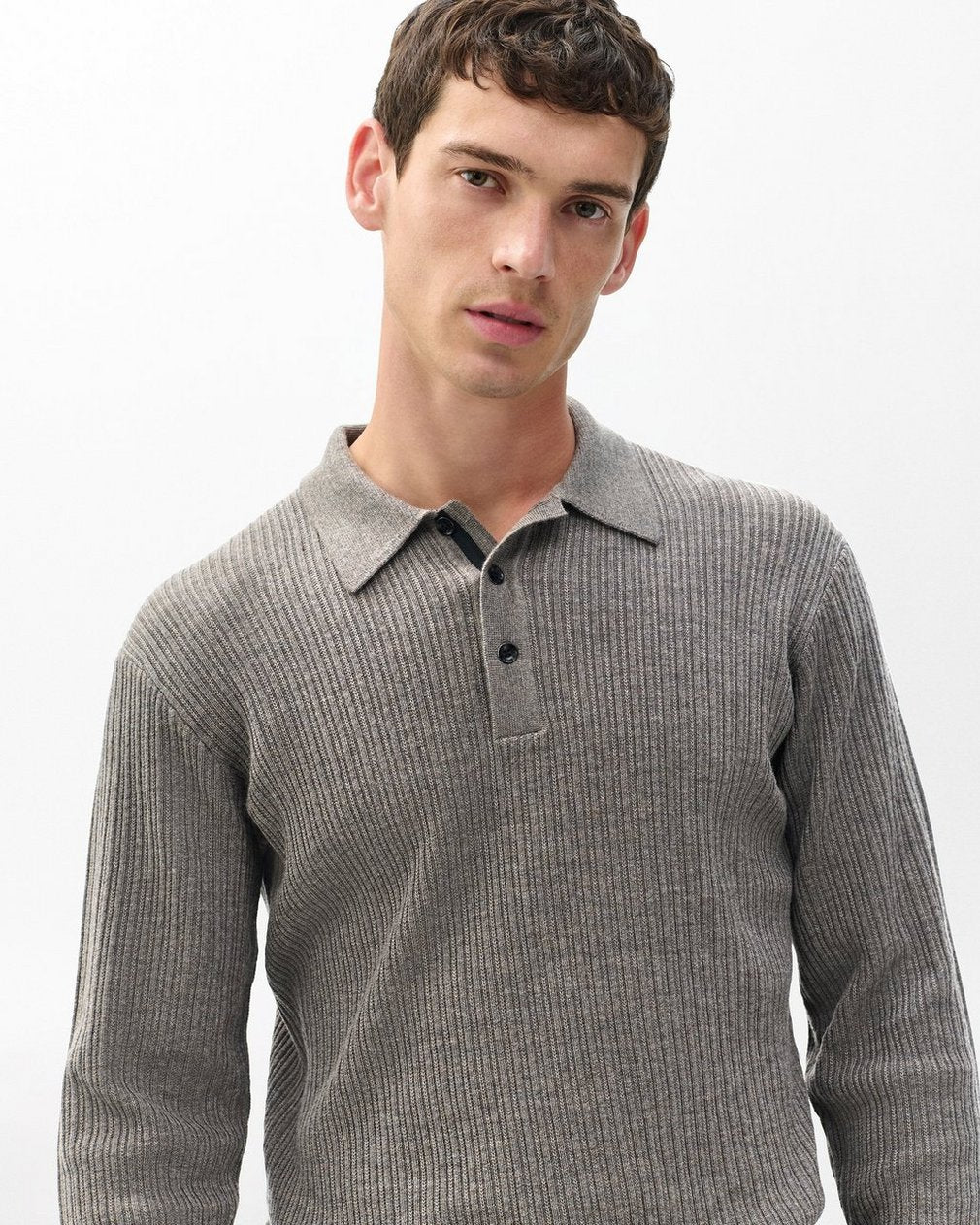 Crawford Wool-Cashmere Polo Sweater - Brown