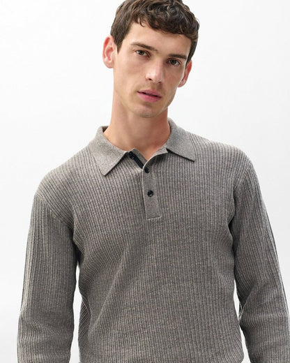 Crawford Wool-Cashmere Polo Sweater - Brown