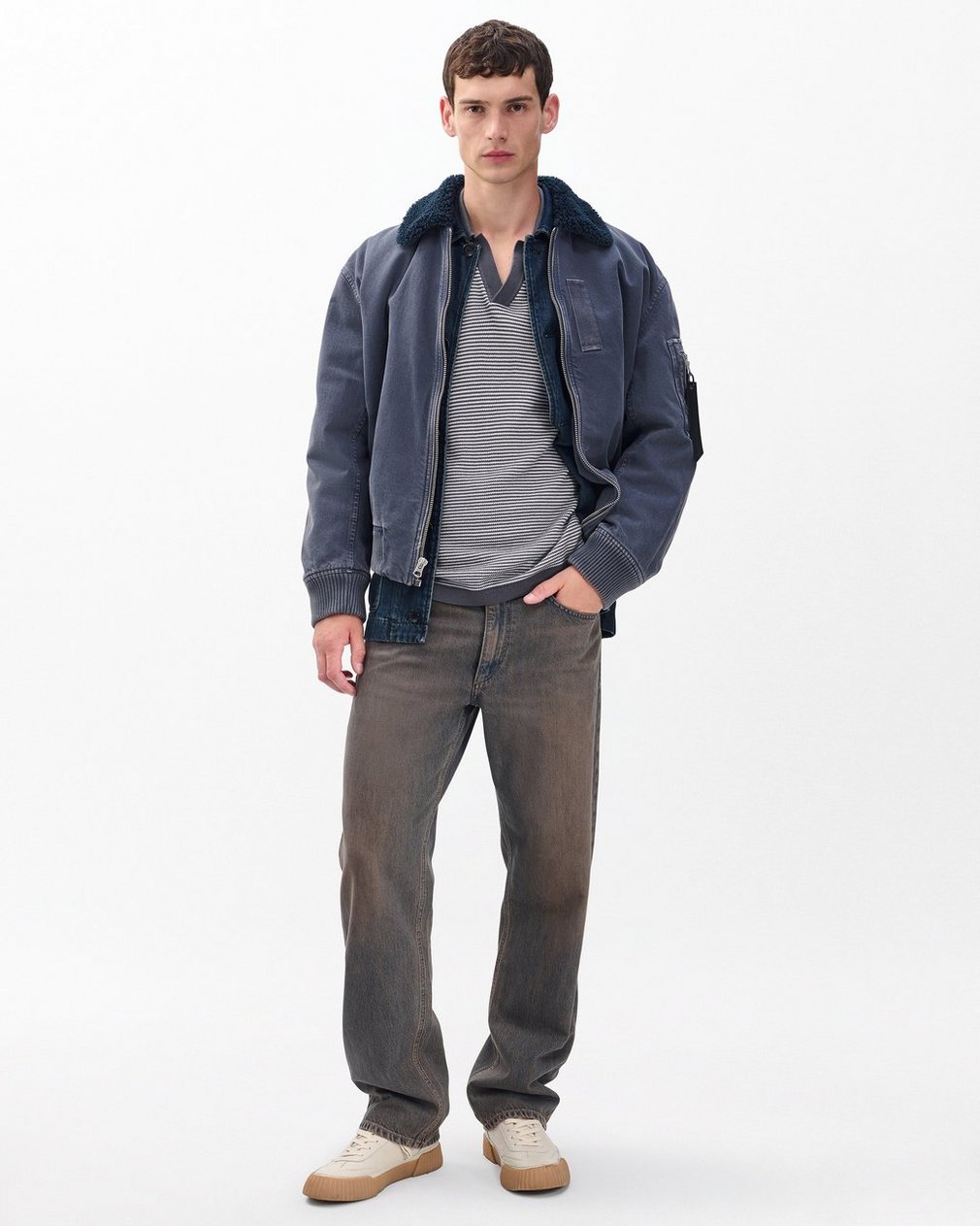 Harvey Knit Johnny Collar Polo - Wet Iron