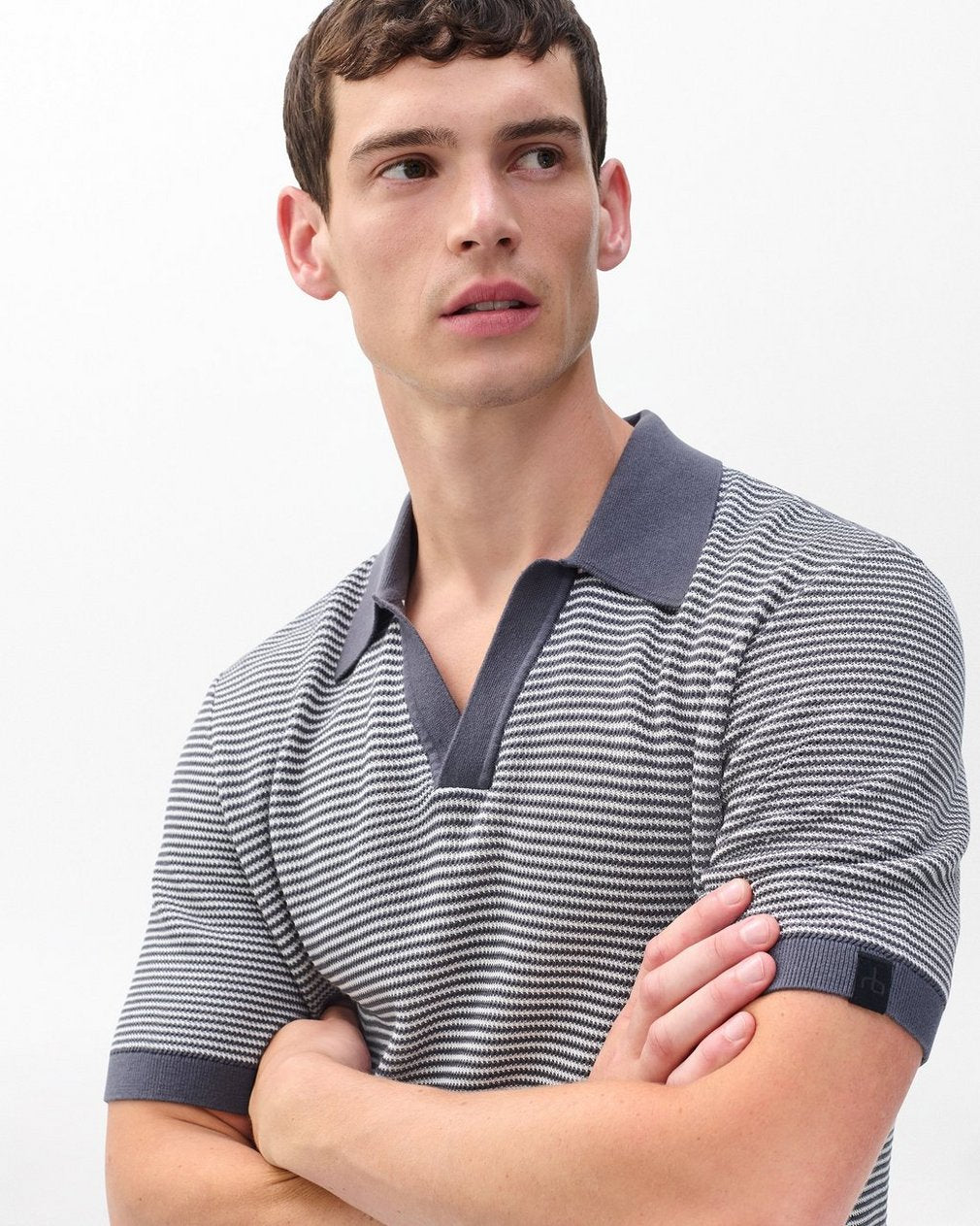 Harvey Knit Johnny Collar Polo - Wet Iron