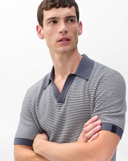 Harvey Knit Johnny Collar Polo - Wet Iron